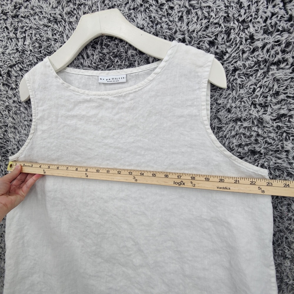 Bryn Walker Womens Lagenlook Coastal 100% Linen Tank Top L White Sleeveless Airy - Picture 2 of 16